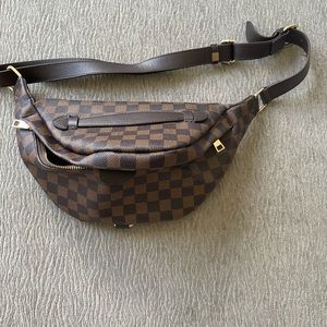 Brown checkered belt bag